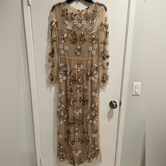 TOPSHOP Embellished Illusion Beige Tan Gown - Picture 4 of 14
